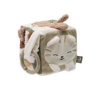 Jollein Activity Cube - Tiny Park - Baby Activity Cube with Mirror, Crinkle & Grasp Elements - Baby Toy - Promotes Senses & Motor Skills - Activity Toy for Babies - 10x10 cm