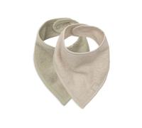 Jollein Baby Bandana - Pack of 2-100% Cotton - Baby Bib - with Press Studs - Washable - Triangle Scarf - Soft Matcha/Sand