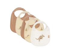 Jollein Baby Bib - Kangaroots - 5 Pack - Waterproof Bib - With Velcro Closure - Baby Bib - Drool Bib