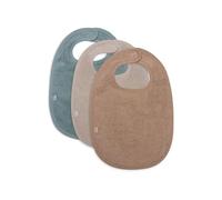 Jollein Baby Bib - Terry Towelling, Sea Green/Nougat/Biscuit - Pack of 3-100% Cotton - with Velcro Fastening - Baby Bib - Drool Bib Baby