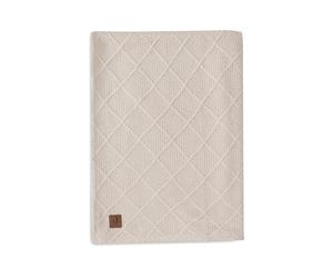 Jollein Baby Blanket Check Knit, Oatmeal - Teddy Fleece - 75 x 100 cm - 60% Cotton, 40% Acrylic, Inside 100% Polyester - For Baby Cradle - 2.0 TOG - Oeko-Tex Certified - Knitting Pattern