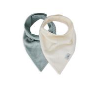 Jollein Baby Drool Bib - Bandana - Velvet Rib, Sea Green/Ivory - Pack of 2 - Cotton, Polyester - With Velcro Fastening - Baby Bib