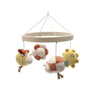 Jollein Baby Mobile - Pretty Picnic - Wooden Ring with Fabric Figures - Sun, Flower, Bee & Ladybug - Baby Mobile for Cot & Playpen - Calming Decoration - Perfect Newborn Gift