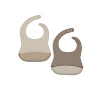 Jollein Baby Silicone Bibs - Pack of 2 - Waterproof - for Babies and Toddlers - with Crumb Tray - Complementary Food Baby Accessories - Natural Shades
