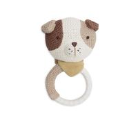 Jollein Baby Teething Ring - Mick - Teething Aid for Babies - BPA-Free - Knitted Dog Head - Silicone Teething Ring - Baby Toy - Teething Aid for Teething Pain