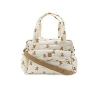 Jollein Changing Bag - Mini Teddy Bear - Stylish Changing Bag with Teddy Bear Print - Water Repellent & Easy to Clean - With Shoulder Strap & Changing Mat - 42x30x18cm - Recycled Polyester