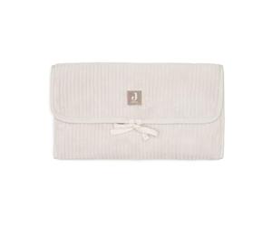 Jollein Changing Mat Cloudy Rib - Oatmeal - with Pockets & Tie - Soft & Wipeable - Portable Changing Mat Ideal for On the Go - 71x50 cm