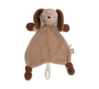 Jollein Comforter Baby Dog - Diego - Biscuit/Leather Brown - Cuddly Toy & Pacifier Cloth - Extra Soft - Baby Security Blanket - Newborn Gifts - 29x20 cm