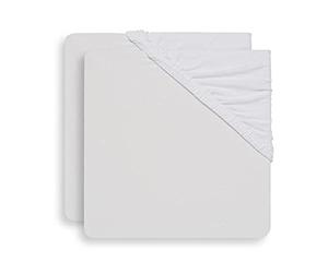 Jollein Jersey Fitted Sheet 40 x 80/90 cm - White - Pack of 2