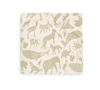 Jollein Jersey Fitted Sheet for Cot Bed, Animals, Olive Green, 60 x 120 cm, 100% Cotton, Animal Print, Olive Green