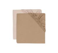 Jollein Jersey Fitted Sheet for the Toddler Bed, Wild Rose/Biscuit, Pack of 2, 70/75 x 140/150 cm, 100% Cotton, Oeko-Tex Certified