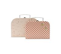 Jollein Kids Play Suitcase Set - Pretty Picnic - 2 Pieces - Cardboard Children’s Suitcases - With Handle & Buckle - Floral Design & Printed Interior - For Baby Toys - Nursery Decoration