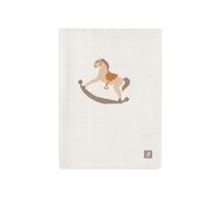 Jollein Nostalgic Ride Baby Blanket, 75 x 100 cm, 60% Cotton, 40% Acrylic, For Baby Cot, 1.0 TOG, Oeko-Tex Certified, Rocking Horse