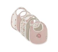 Jollein Retro Flowers Baby Bibs - Pack of 5 - Waterproof - Velcro Fastening - Baby Bib - Drool Bib