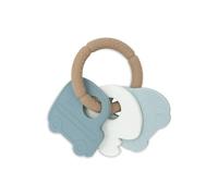Jollein Teething Ring Silicone Keyring - On The Go - Baby Grasping Toy - 100% Silicone - Teething Aid - 15 x 11 x 1 cm