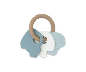 Jollein Teething Ring Silicone Keyring - On The Go - Baby Grasping Toy - 100% Silicone - Teething Aid - 15 x 11 x 1 cm