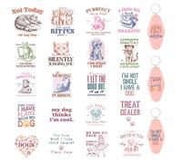 Jolliance UV DTF Wraps Stickers 8 Sheets Funny UV DTF Stickers for Motel Keychain Waterproof UVDTF Wraps Dogs and Cats UV DTF Transfer Stickers for Hotel Keychains