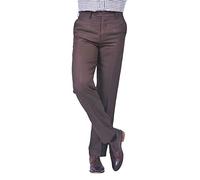 Jolliman Men's Lightweight 100% Polyester High Waist Travel Trouser Casual Business Office Home Smart Dress Pants 42W / 31L Brown