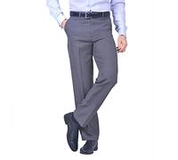 Jolliman Men's Lightweight 100% Polyester High Waist Travel Trouser Casual Business Office Home Smart Dress Pants 34W / 27L Grey