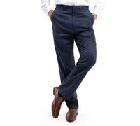 Jolliman Mens Navy Check Trousers Hidden Stretch Waist Smart Golf Trousers 42W / 29L