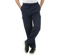 Jolliman Mens Pull On Trousers 7 Pockets Elasticated Waist with Drawstring Smart Casual Outdoor Trousers Pants Waist 32" - 60" in Navy Colour