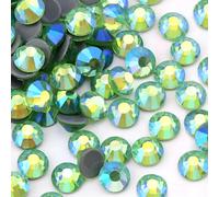 Jollin 2880pcs Hotfix Crystal Flatback Rhinestones Glass Diamantes Gems for Crafting Art Crafts Decorations Clothes Shoes 4.8mm SS20 Light Green AB