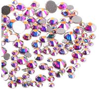 Jollin 3456 Flat Back Rhinestones, Glass Pendants, Gems for Nail Art, 6 Sizes, SS4~SS12, Crystal AB, Mixed SS4 5 6 8 10 12
