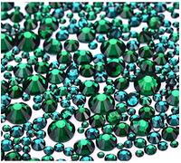 Jollin 3456 Flat Back Rhinestones, Glass Pendants, Gems for Nail Art, 6 Sizes, SS4~SS12, Dark Green, Mixed SS4 5 6 8 10 12