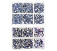 Jollin 6528pcs Hotfix Crystal Flatback Rhinestones Glass Diamantes Gems for Crafting Art Crafts Decorations Clothes Shoes SS6~SS30 Crystal AB