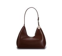 JOLLQUE Shoulder Bag for Women, Small Leather Crescent Handbag Purse,Unique Trendy Half Moon Everyday Y2K Zipper Dark Brown Winter Hobo Bag(Coffee)