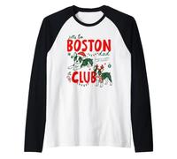 Jolly Boston Dad Club Christmas Dog Lover Boston Terrier Raglan Baseball Tee