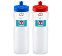 Jolly Brite 750ml Plastic Water Bottles 2 Pack for Cycling, School and Gym - Sports Cap Water Bottles with Push Pull Caps, BPA Free Leak Proof Bike Bottles (Red & Blue Lids)