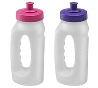 Jolly Brite Running Water Bottles 500ml Handheld Leakproof Bottles with Push Pull Sports Lids BPA Free & Lightweight Easy Grip for Jogging, Gym, Sports, Hiking Reusable Twin Pack (Pink Purple)