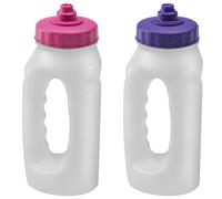 Jolly Brite Running Water Bottles 500ml Handheld Leakproof Bottles with Spout BPA Free & Lightweight Easy Grip for Jogging, Gym, Sports, Hiking Reusable Twin Pack (Pink Purple)