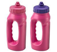 Jolly Brite Running Water Bottles 500ml Handheld Leakproof Bottles with Spout BPA Free & Lightweight Easy Grip for Jogging, Gym, Sports, Hiking Reusable Twin Pack (Purple Pink)