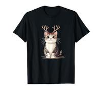 Jolly Cat in Antlers for a Merry Christmas T-Shirt
