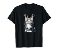 Jolly Cat with Antlers for a Magical Christmas T-Shirt