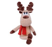 Jolly Christmas Reindeer Plush Toy 50cm, Soft Festive Stuffed Animal with Red Scarf, Couch Home Decor for Living Room, Gift for Children, Family, Santa Sleigh Decorations (B)