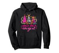 Jolly Cowgirl | Western Leopard Print Holly Christmas Tree Pullover Hoodie