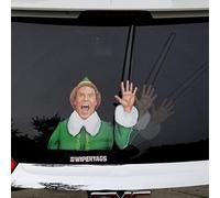Jolly Elf Waving Arm Wiper Blade Decal - Christmas & Winter. WiperTags Attach & Wave When Wiper is On. Made in USA