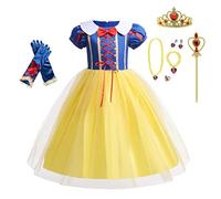 Jolly Fancy - Princess Snow White Costume Fancy Party Dress Up Set with Crown & Accessories for Kids Girls Age 5-6 Years