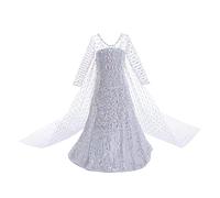 Jolly Fancy - Snow Queen Princess Elsa Costume Fancy Dress Up Sequin Party Gown with Train for Girls Age 6-7 Years, White