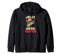Jolly Good Catch Funny Satna Bass Fish XMAS Fishing Zip Hoodie