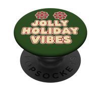 Jolly Holiday Vibes Celebration Season Christmas Retro PopSockets Adhesive PopGrip