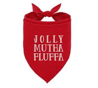 Jolly Mutha Fluffa Dog Bandana, Funny Christmas Dog Bandana, Red Adjustable Triangle Pet Scarf, Comfortable Christmas Party Pet Kerchief for Small Medium Dogs
