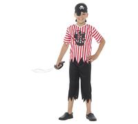 Jolly Pirate Boy Red & White Jolly Costume with Bandana & Eyepatch 21890M