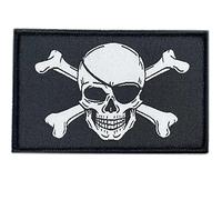 Jolly Roger Flag Pirate with Eye Patch. Moral Emblem with Military Tactical Skull. Corsair Team - Patches for Backpacks- Hook Pirate Morale Patch - Skull Patch - 80 x50 mm