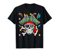 Jolly Roger Pirate Crossbone Sugar Skull, Day of The Dead T-Shirt