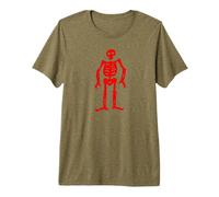 Jolly Roger Pirate Flag Edward Low Red Skeleton Premium T-Shirt, Men, Olive, Medium