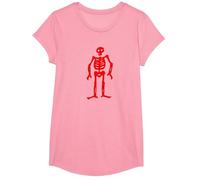 Jolly Roger Pirate Flag Edward Low Red Skeleton T-Shirt, Girls, Pink, Medium